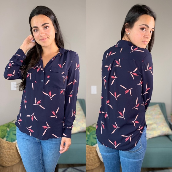 Ann Taylor Tops - Ann Taylor Navy Button Down Thin Blouse